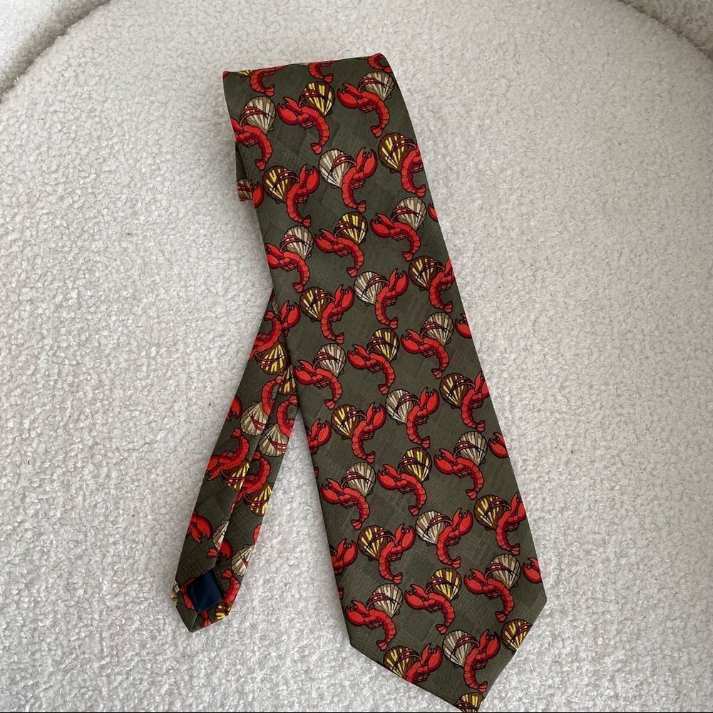 Vintage Lobster Clam Print Tie